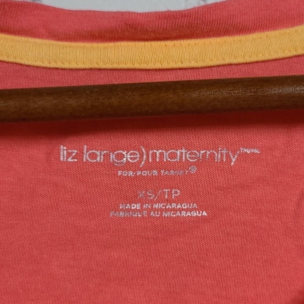 Liz Lange Maternity Orange Tee XS Side Ruched Short Sleeve Maternity T-Shirt - Picture 4 of 7
